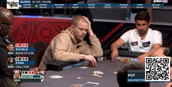 话题 | WSOP主赛事，两位选手在翻牌前先后弃掉KK和QQ